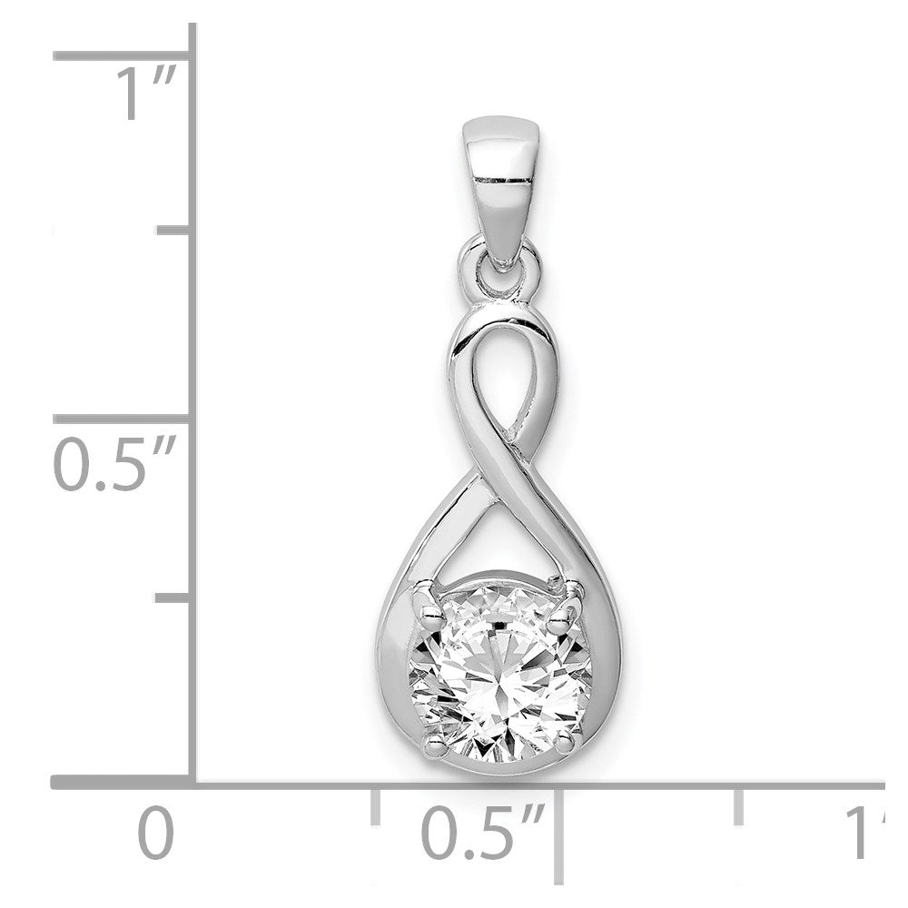 Sterling Silver Rhodium-plated 6.5mm CZ Teardrop Pendant - Product Photo
