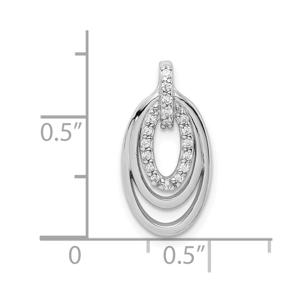 Sterling Silver Rhodium-plated CZ 3-Oval Chain Slide - Product Photo
