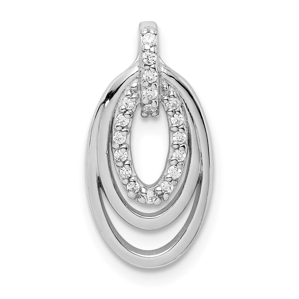 Sterling Silver Rhodium-plated CZ 3-Oval Chain Slide - Product Photo