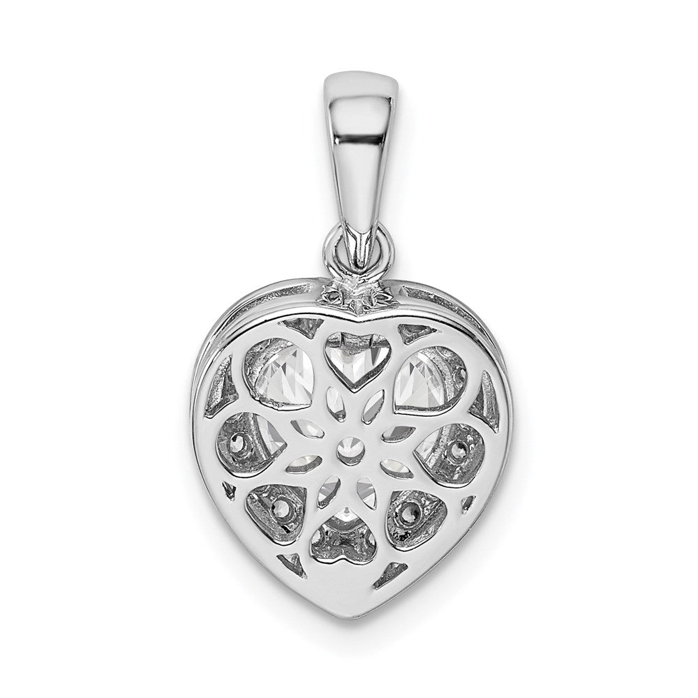 Sterling Silver Rhodium Plated Interchangeable CZ Heart Pendant - Product Photo
