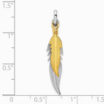 Sterling Silver Rhodium-plated Polished Gold-tone Double Feather Pendant - Product Photo