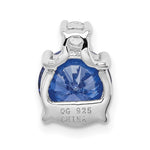 Sterling Silver Rhodium-plated Blue and White CZ Chain Slide - Product Photo