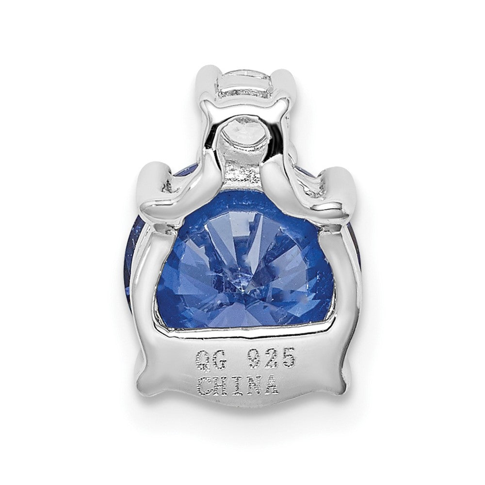 Sterling Silver Rhodium-plated Blue and White CZ Chain Slide - Product Photo