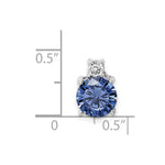 Sterling Silver Rhodium-plated Blue and White CZ Chain Slide - Product Photo