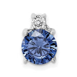Sterling Silver Rhodium-plated Blue and White CZ Chain Slide - Product Photo