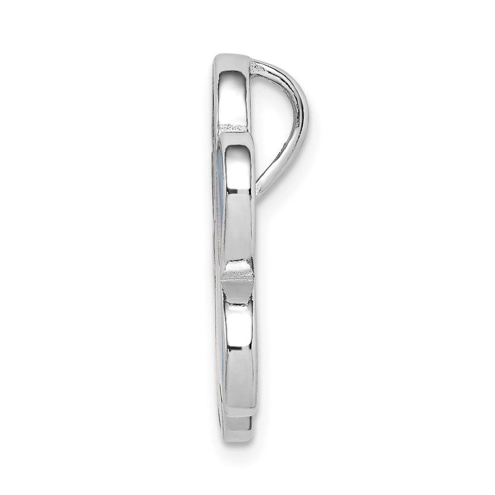 Sterling Silver Rhodium-plated Created Opal Inlay Paw Print Chain Slide - Product Photo