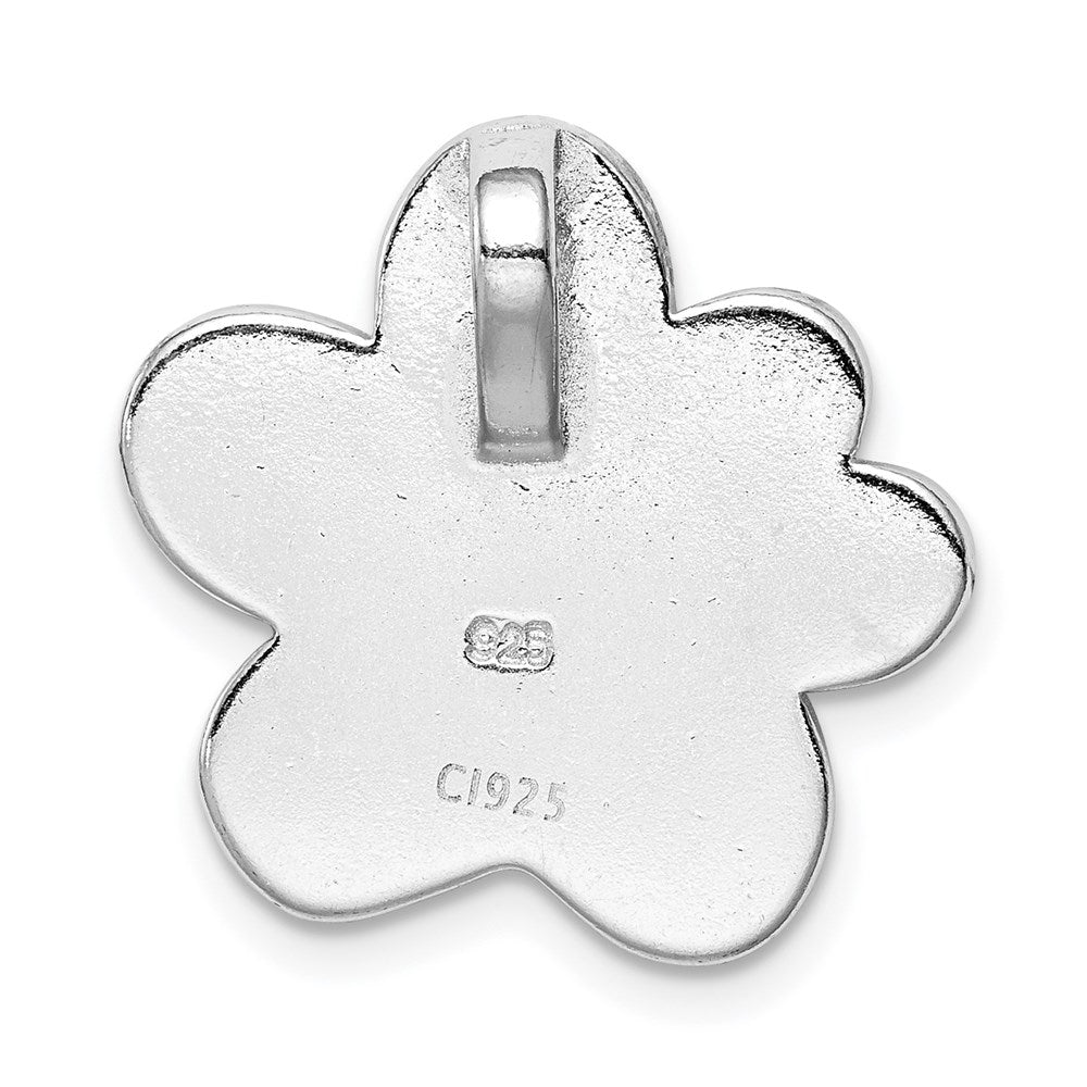 Sterling Silver Rhodium-plated Created Opal Inlay Paw Print Chain Slide - Product Photo