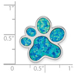 Sterling Silver Rhodium-plated Created Opal Inlay Paw Print Chain Slide - Product Photo