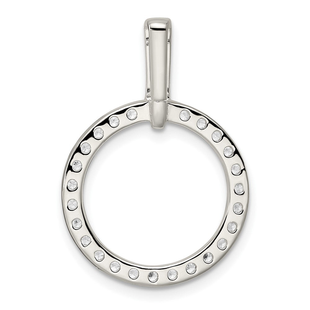 Sterling Silver Polished CZ Circle Pendant - Product Photo