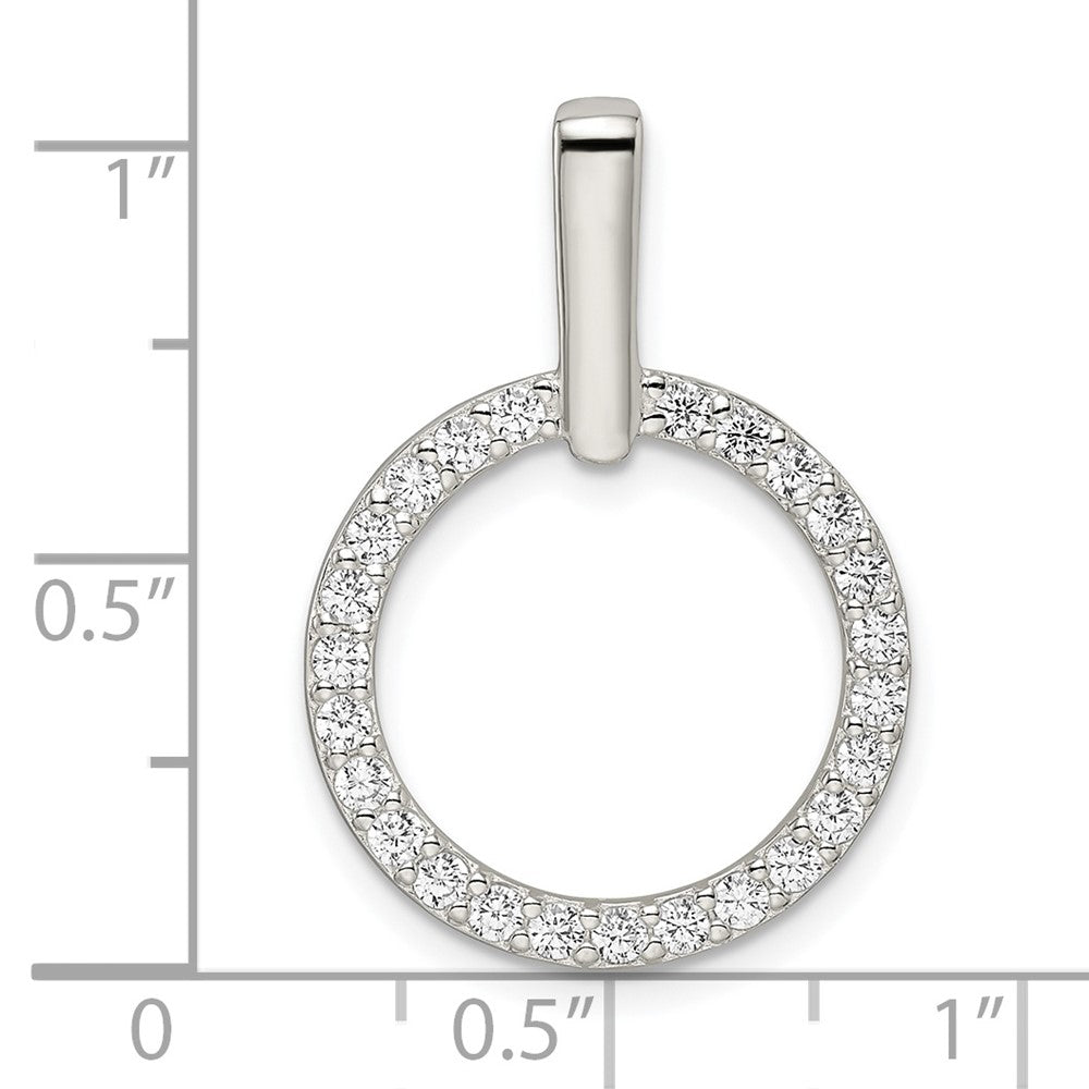 Sterling Silver Polished CZ Circle Pendant - Product Photo