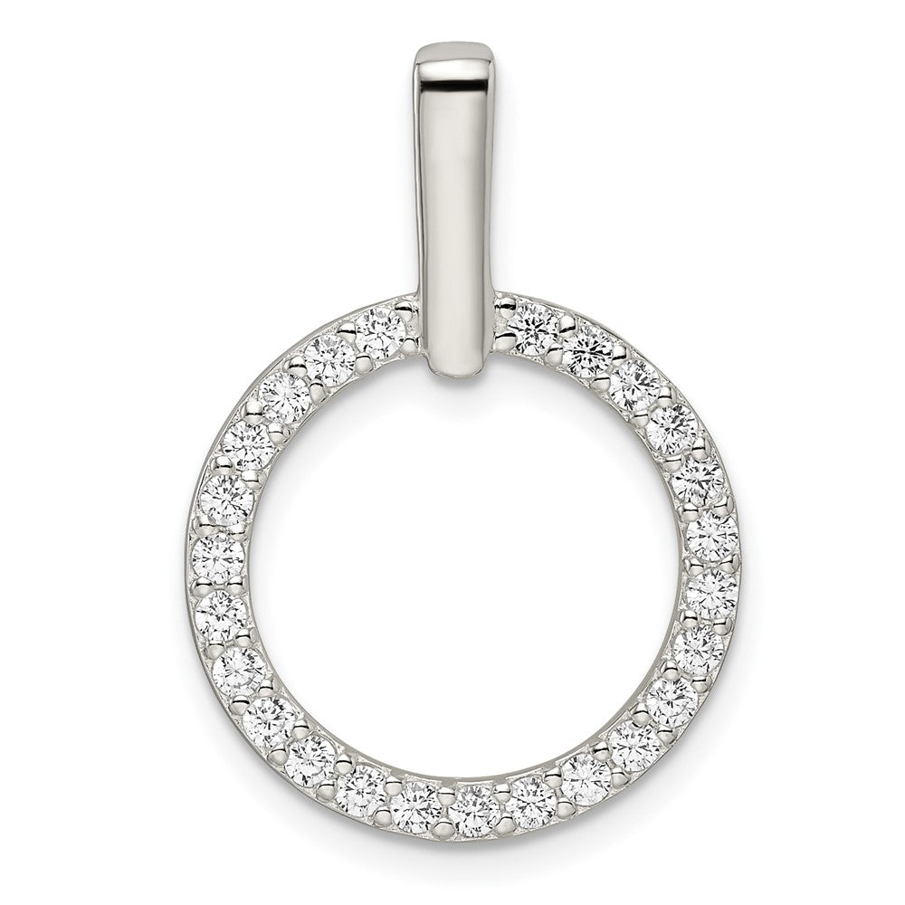 Sterling Silver Polished CZ Circle Pendant - Product Photo