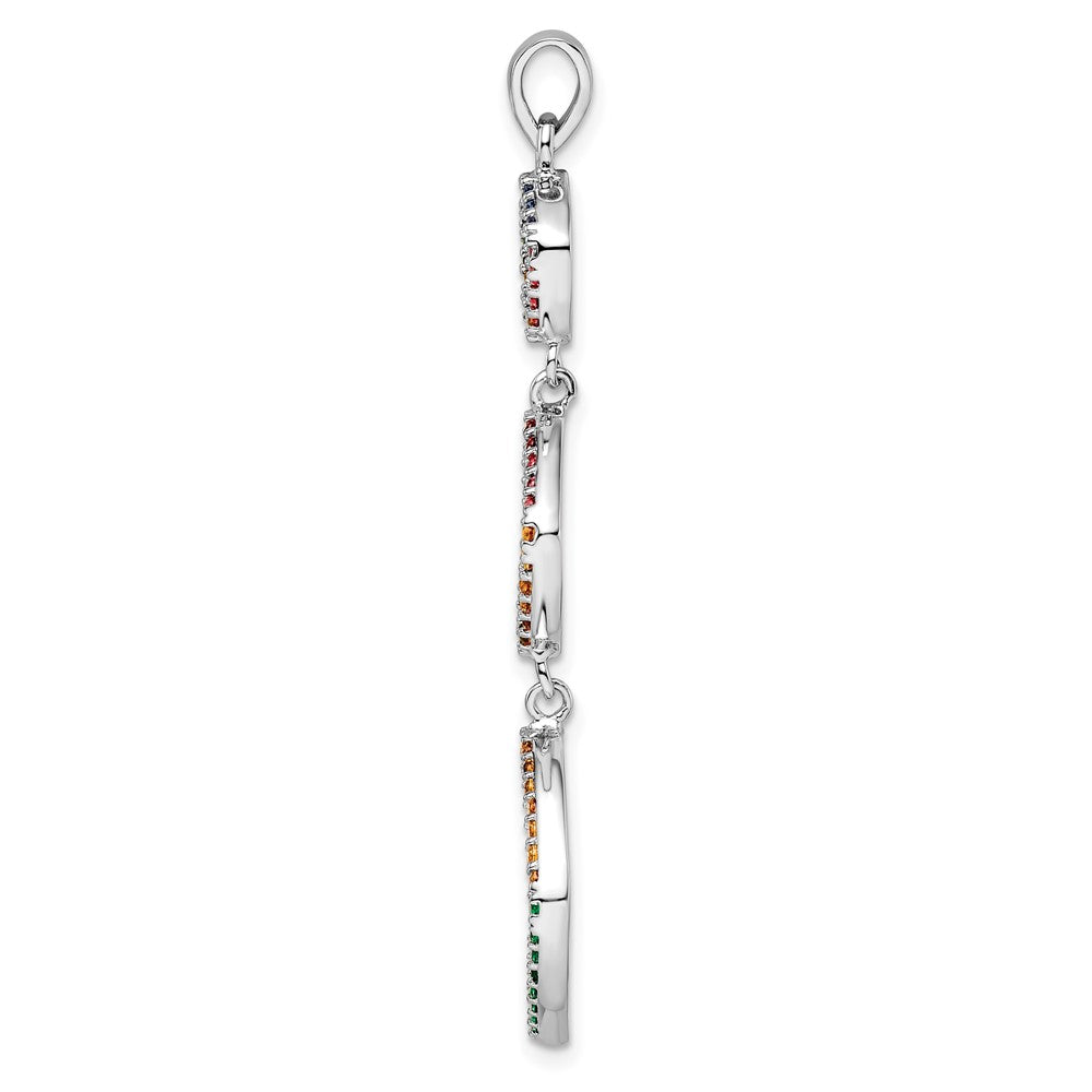 Sterling Silver Rhodium-plated Multi-color Nano Crystal Pendant - Product Photo