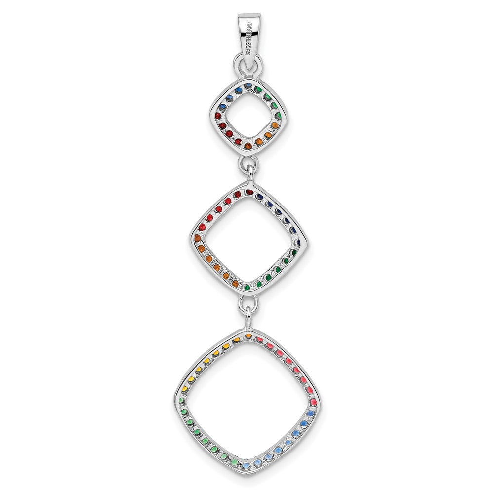 Sterling Silver Rhodium-plated Multi-color Nano Crystal Pendant - Product Photo