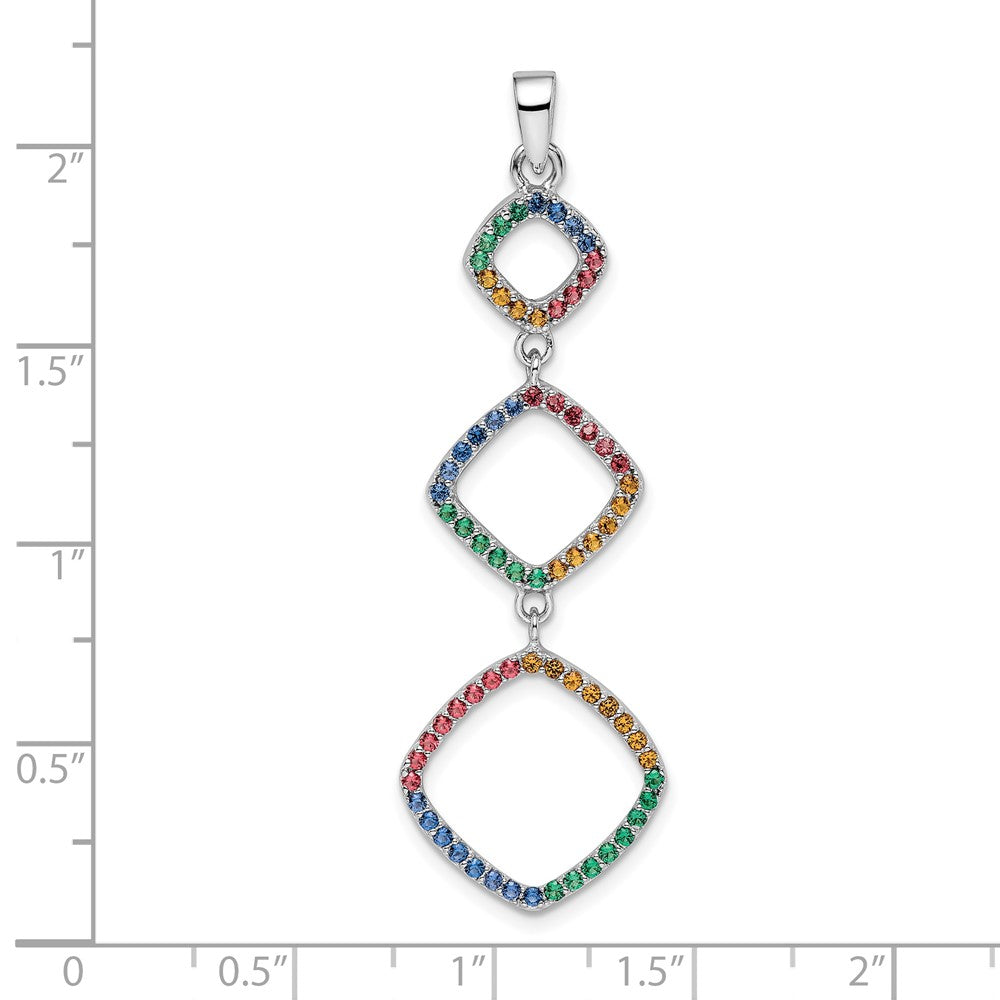 Sterling Silver Rhodium-plated Multi-color Nano Crystal Pendant - Product Photo