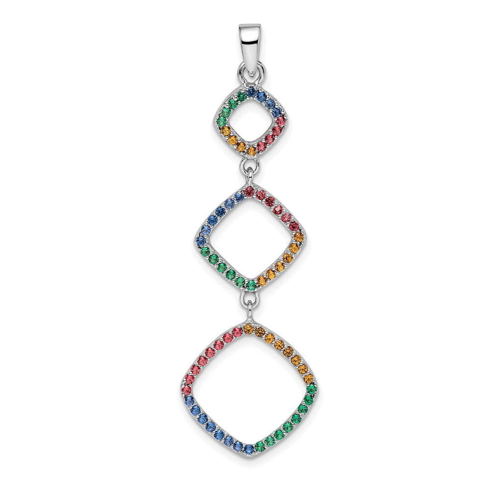 Sterling Silver Rhodium-plated Multi-color Nano Crystal Pendant - Product Photo