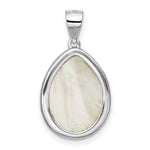 Sterling Silver Rhodium-plated Glass Teardrop Pendant - Product Photo
