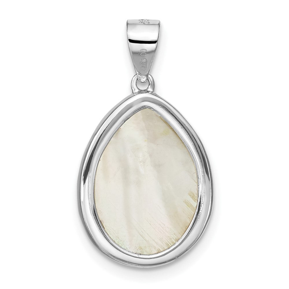 Sterling Silver Rhodium-plated Glass Teardrop Pendant - Product Photo