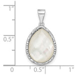 Sterling Silver Rhodium-plated Glass Teardrop Pendant - Product Photo