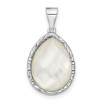 Sterling Silver Rhodium-plated Glass Teardrop Pendant - Product Photo