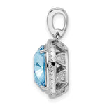 Sterling Silver Rhodium-plated CZ & Blue Crystal Pendant - Product Photo