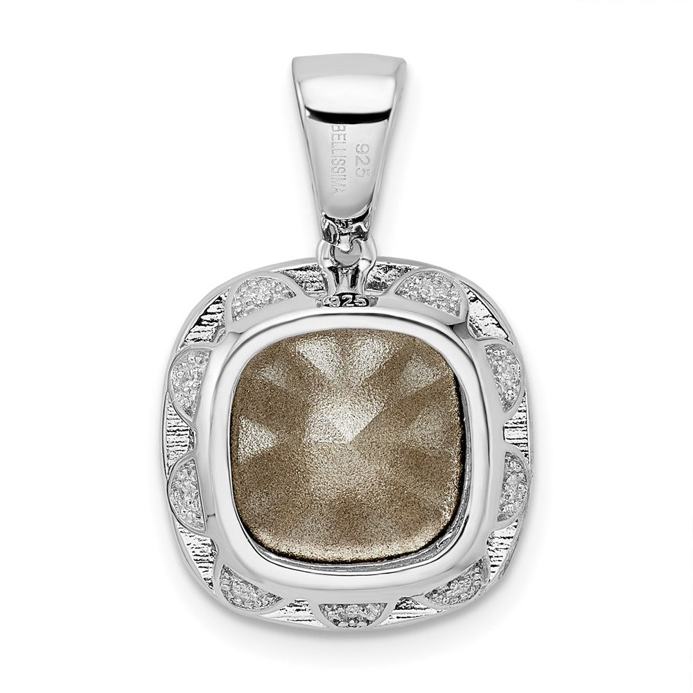 Sterling Silver Rhodium-plated CZ & Blue Crystal Pendant - Product Photo