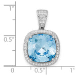 Sterling Silver Rhodium-plated CZ & Blue Crystal Pendant - Product Photo