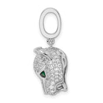 Sterling Silver Rhodium-plated Green & White CZ Panther Pendant - Product Photo