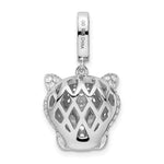 Sterling Silver Rhodium-plated Green & White CZ Panther Pendant - Product Photo