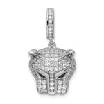 Sterling Silver Rhodium-plated Green & White CZ Panther Pendant - Product Photo