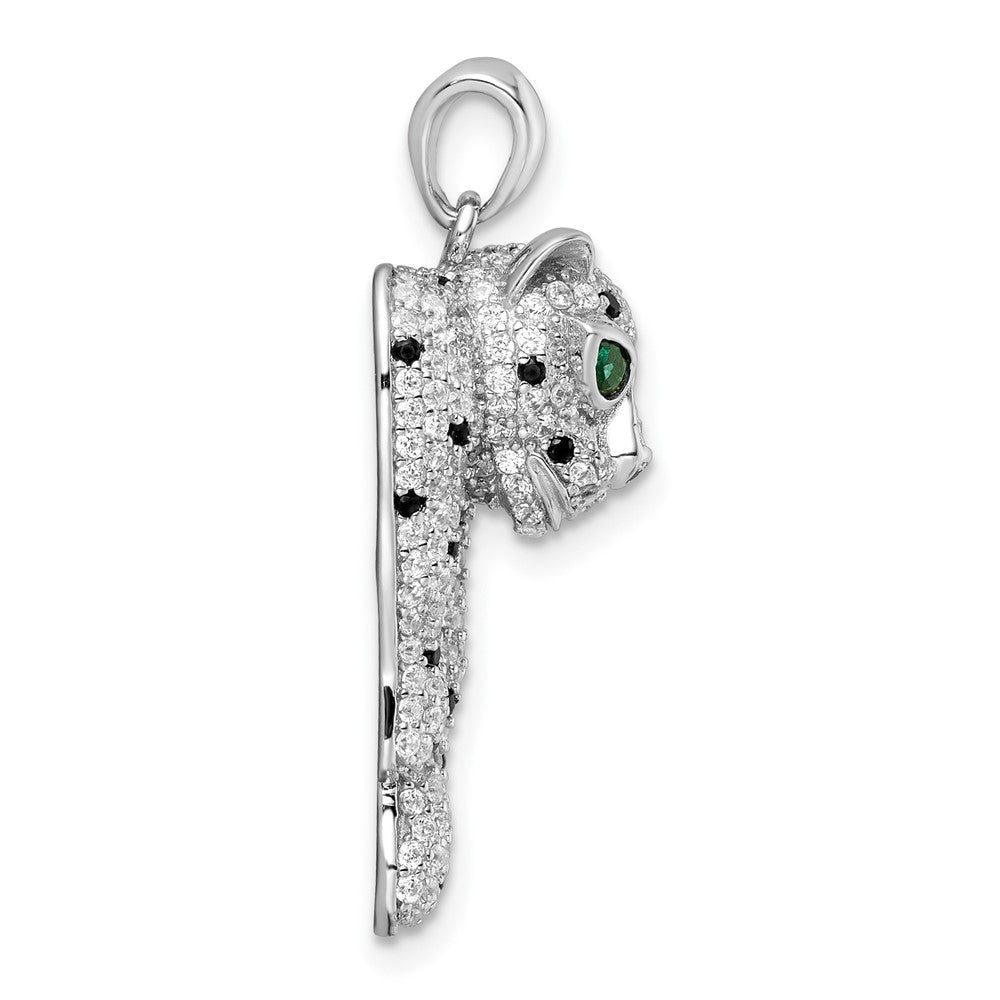 Sterling Silver Blk/White Rhodium-plated Polished CZ Cheetah Pendant - Product Photo