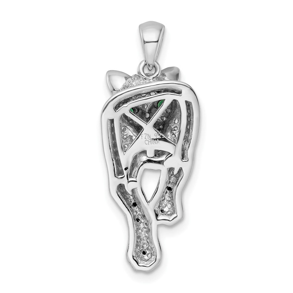 Sterling Silver Blk/White Rhodium-plated Polished CZ Cheetah Pendant - Product Photo