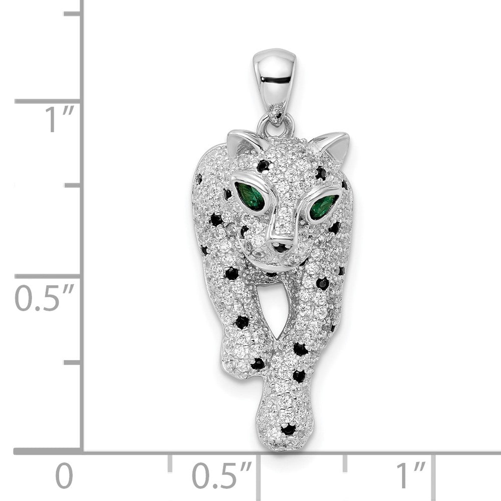 Sterling Silver Blk/White Rhodium-plated Polished CZ Cheetah Pendant - Product Photo
