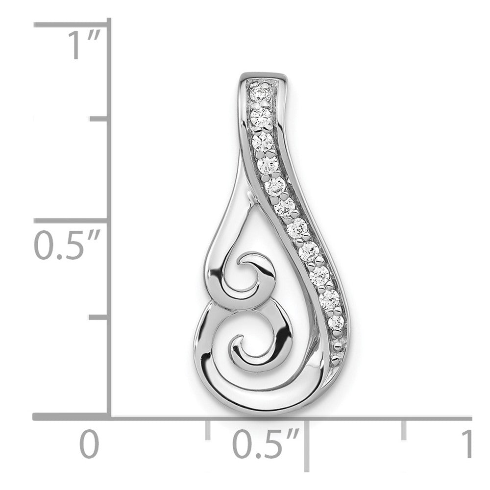 Sterling Silver Rh-plated Polished CZ Swirl Chain Slide - Product Photo