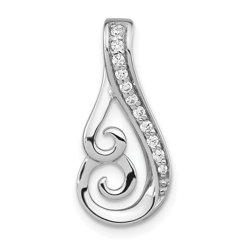 Sterling Silver Rh-plated Polished CZ Swirl Chain Slide - Product Photo