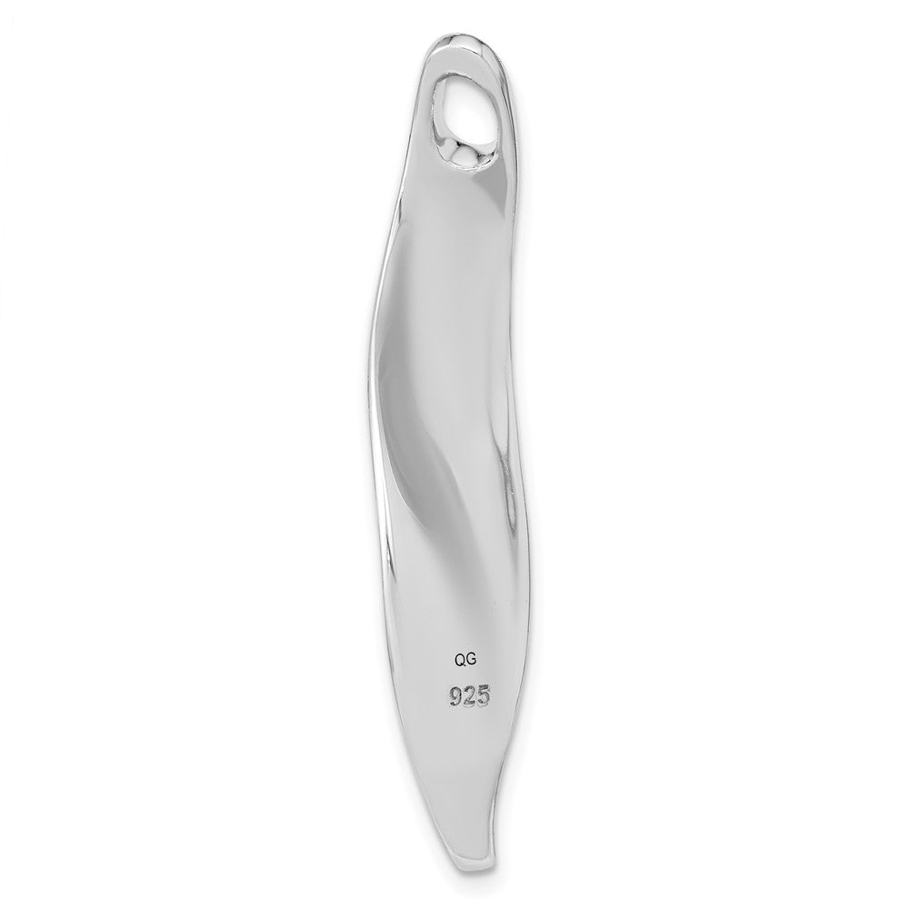 Sterling Silver RH-plated Brushed & Polished Curved Chain Slide - Product Photo