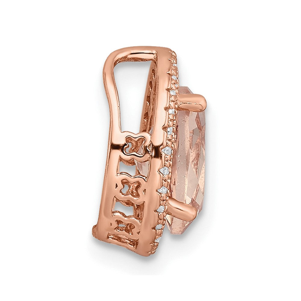 Sterling Silver Rose-tone Polished Pink & White CZ Oval Chain Slide - Product Photo