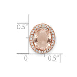 Sterling Silver Rose-tone Polished Pink & White CZ Oval Chain Slide - Product Photo