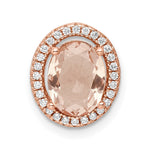Sterling Silver Rose-tone Polished Pink & White CZ Oval Chain Slide - Product Photo