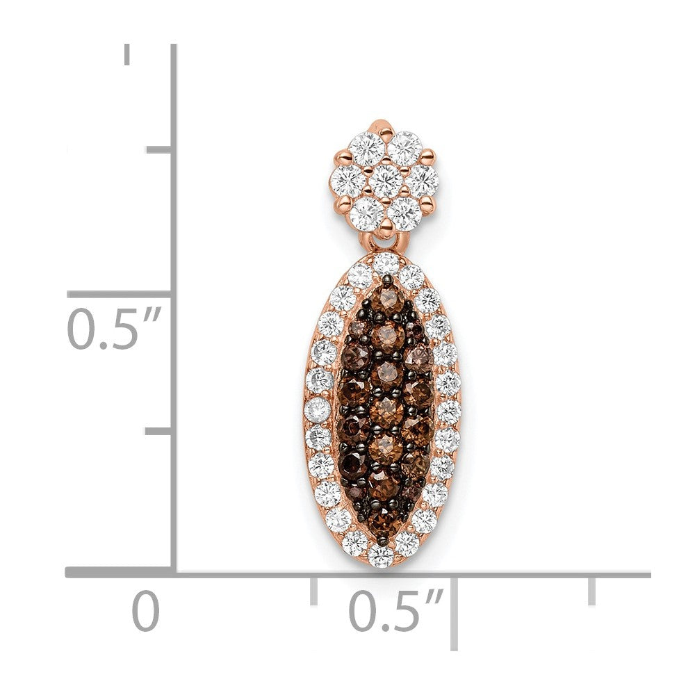 Sterling Silver Rose-tone Black Rhodium-plated CZ Pendant - Product Photo
