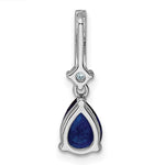 Sterling Silver Rhodium-plated CZ and Blue Glass Pendant - Product Photo