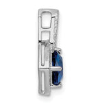 Sterling Silver Rhodium-plated CZ and Blue Glass Pendant - Product Photo