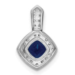 Sterling Silver Rhodium-plated CZ and Blue Glass Pendant - Product Photo