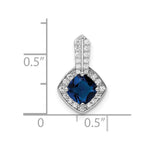 Sterling Silver Rhodium-plated CZ and Blue Glass Pendant - Product Photo