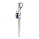 Sterling Silver Rhodium plated Blue & White CZ Slide Pendant - Product Photo
