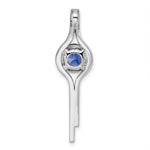 Sterling Silver Rhodium plated Blue & White CZ Slide Pendant - Product Photo