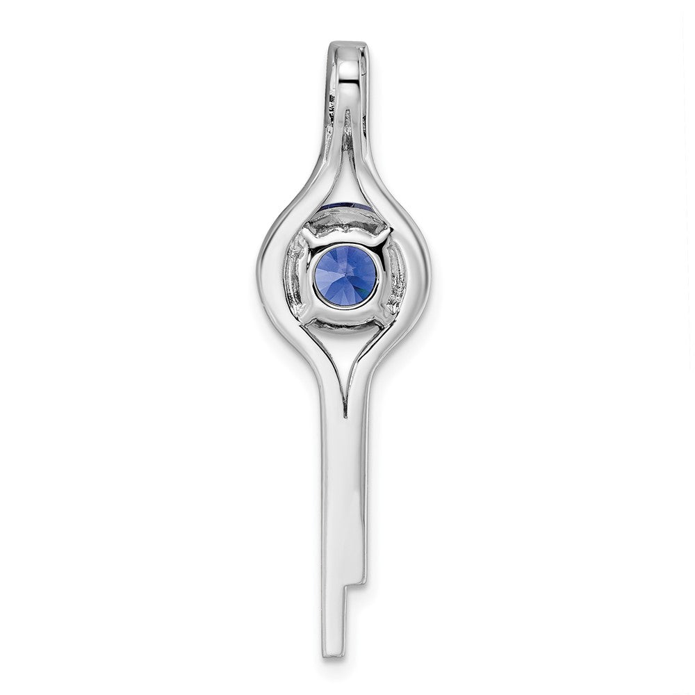 Sterling Silver Rhodium plated Blue & White CZ Slide Pendant - Product Photo