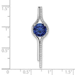 Sterling Silver Rhodium plated Blue & White CZ Slide Pendant - Product Photo