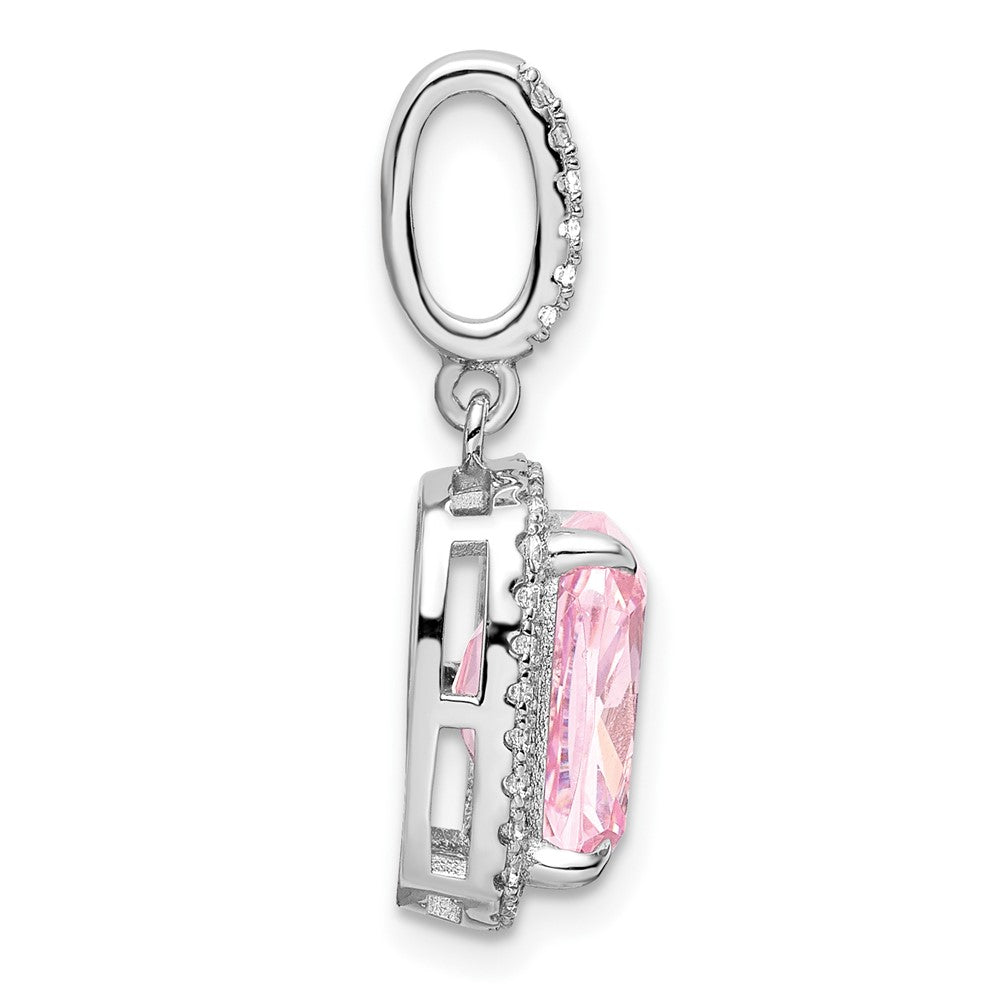 Sterling Silver Rhodium-plated Pink & White CZ Pendant - Product Photo