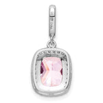Sterling Silver Rhodium-plated Pink & White CZ Pendant - Product Photo