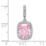 Sterling Silver Rhodium-plated Pink & White CZ Pendant - Product Photo